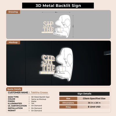 3D Metal Backlit Sign for Tabitha Grosso