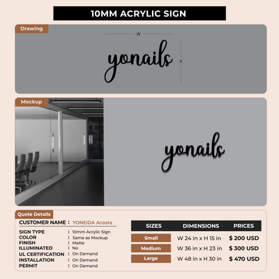 Custom Signs for YONEIDA Acosta