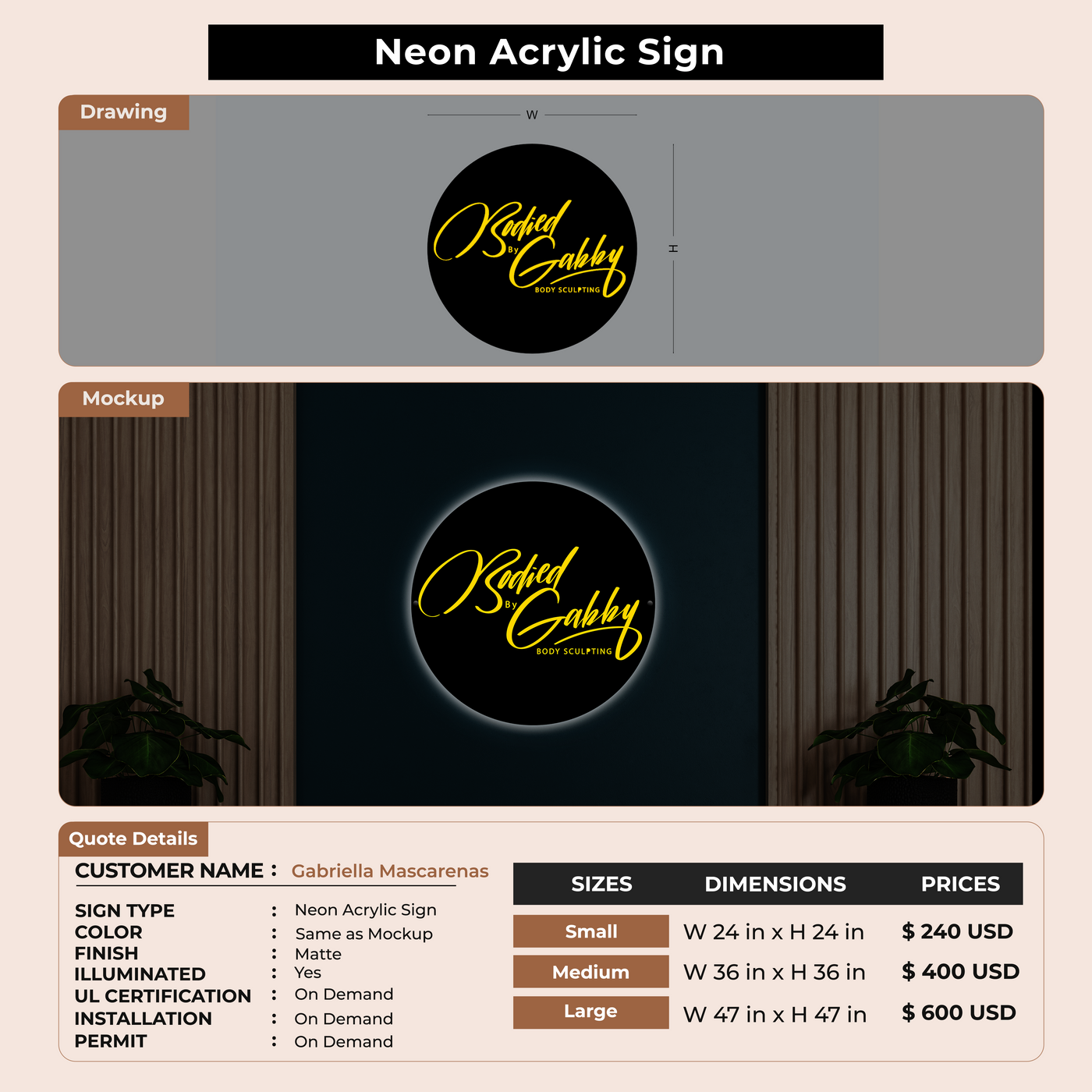 Custom Signs for Gabriella Mascarenas