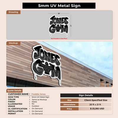 5mm UV Metal Sign for Freddie Jones