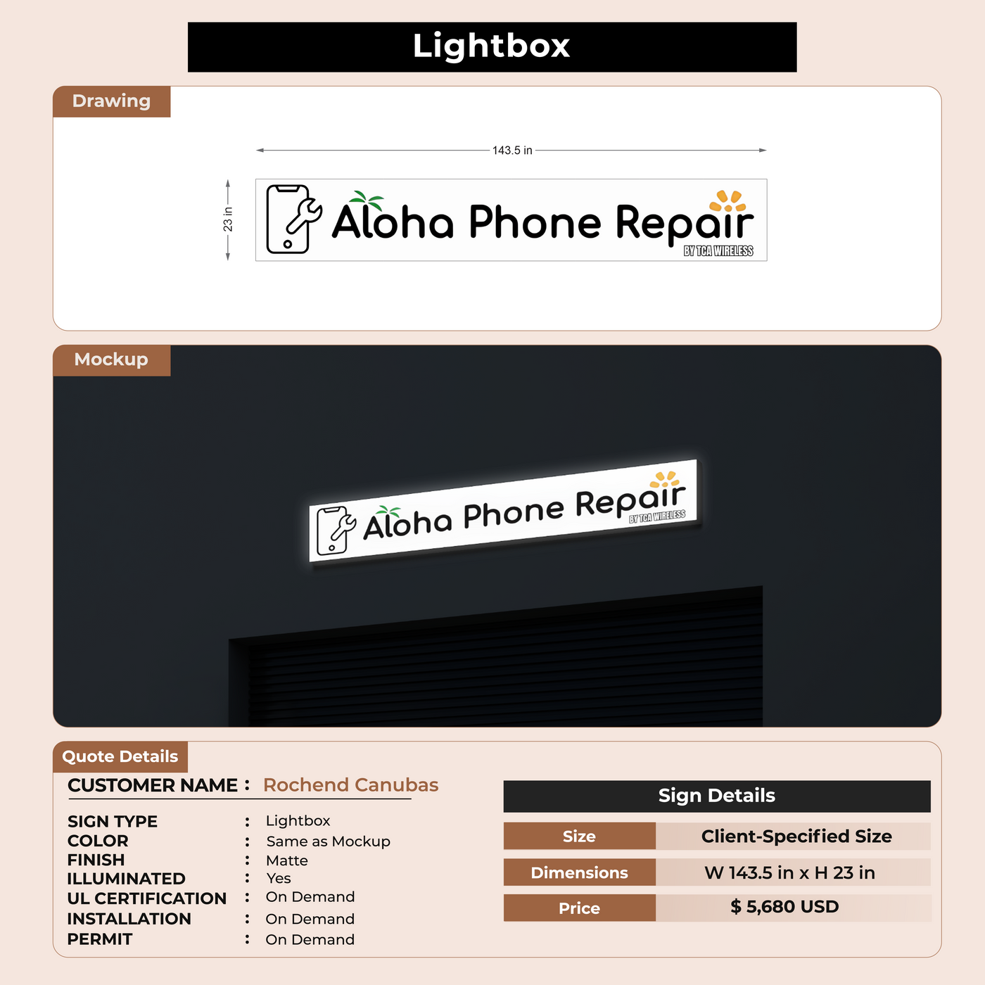 Lightbox Sign for Rochend Canubas