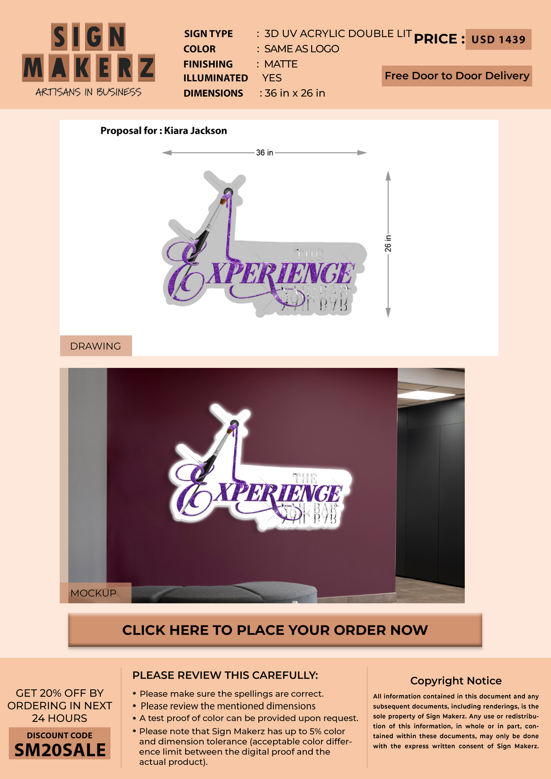 3D UV Acrylic Signs for Kiara Jackson