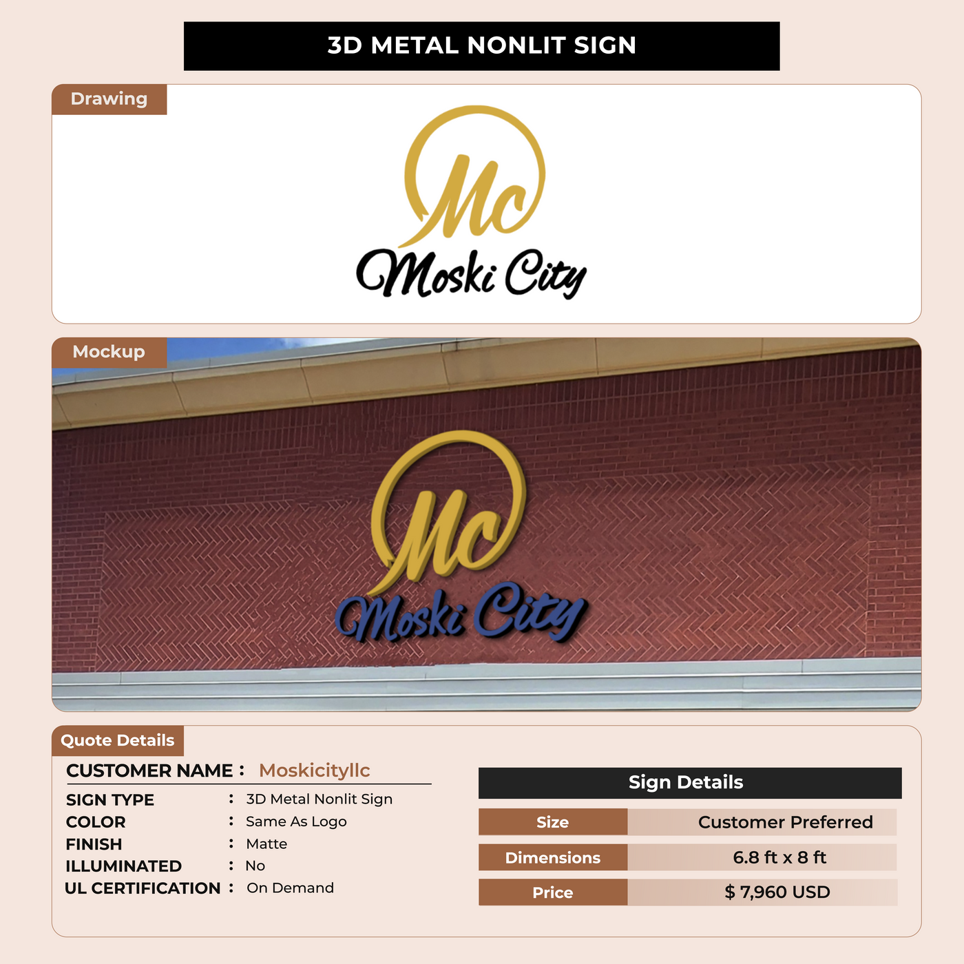 Business signage for Moskicityllc