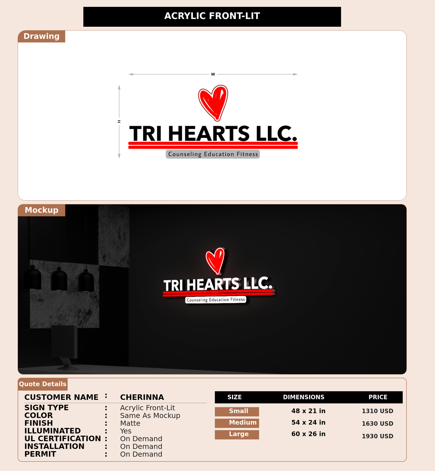 CUSTOM MOCKUP SIGN FOR Cherinna