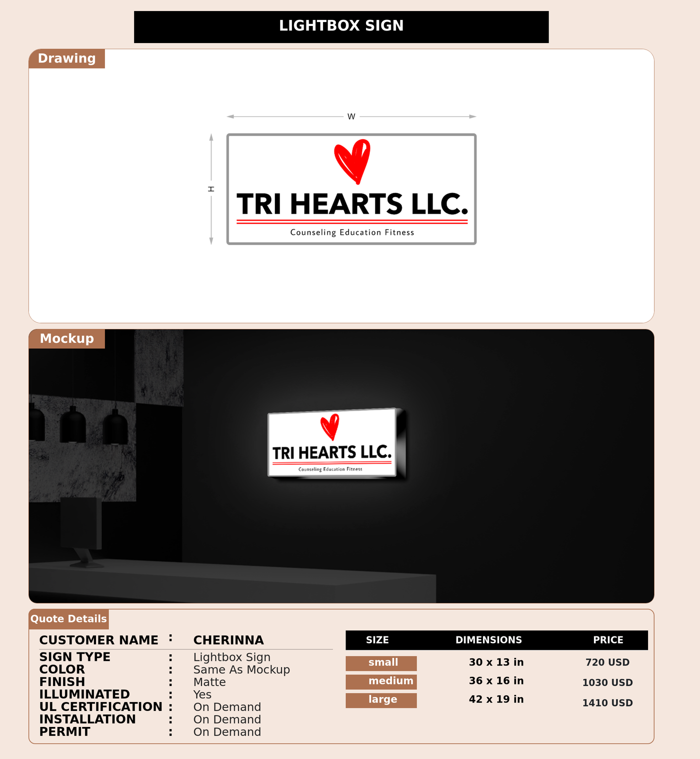 CUSTOM MOCKUP SIGN FOR Cherinna