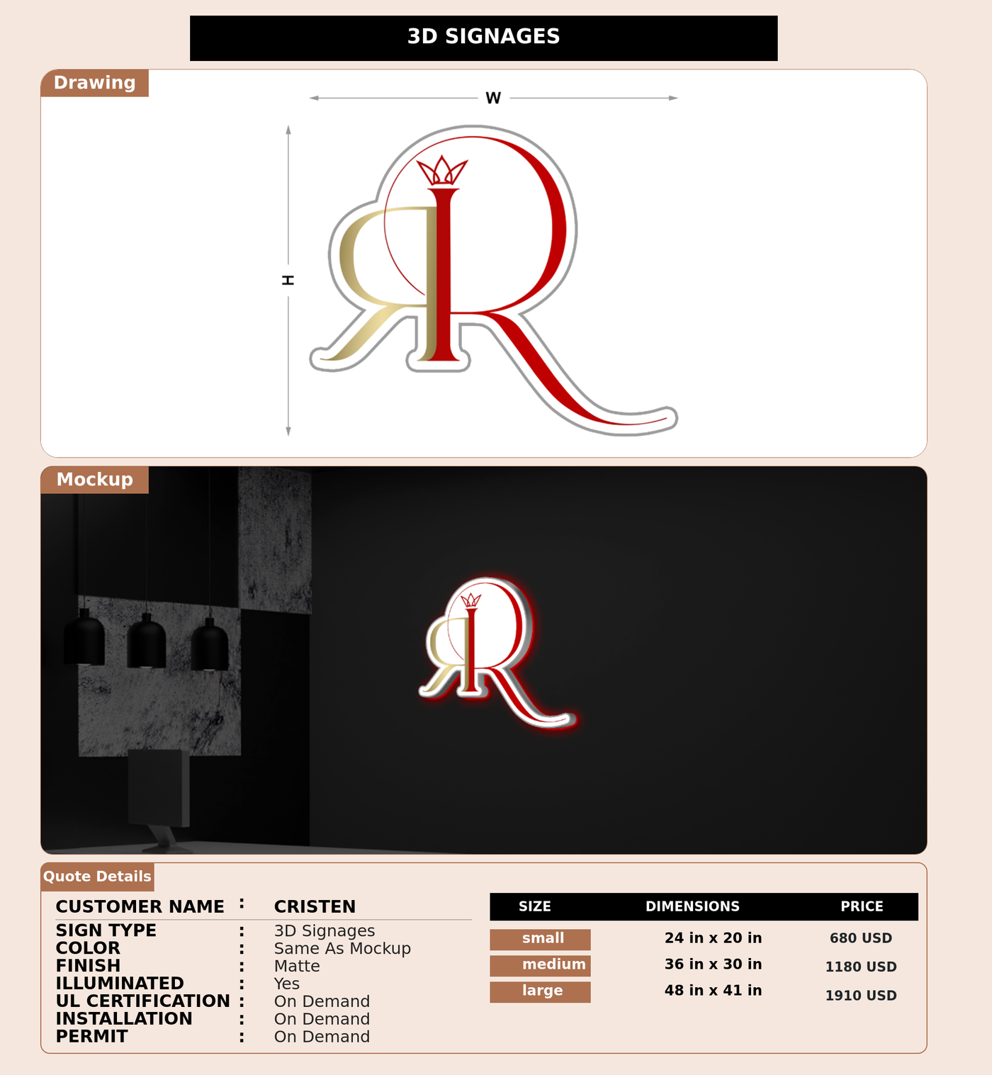 CUSTOM MOCKUP SIGN FOR Cristen
