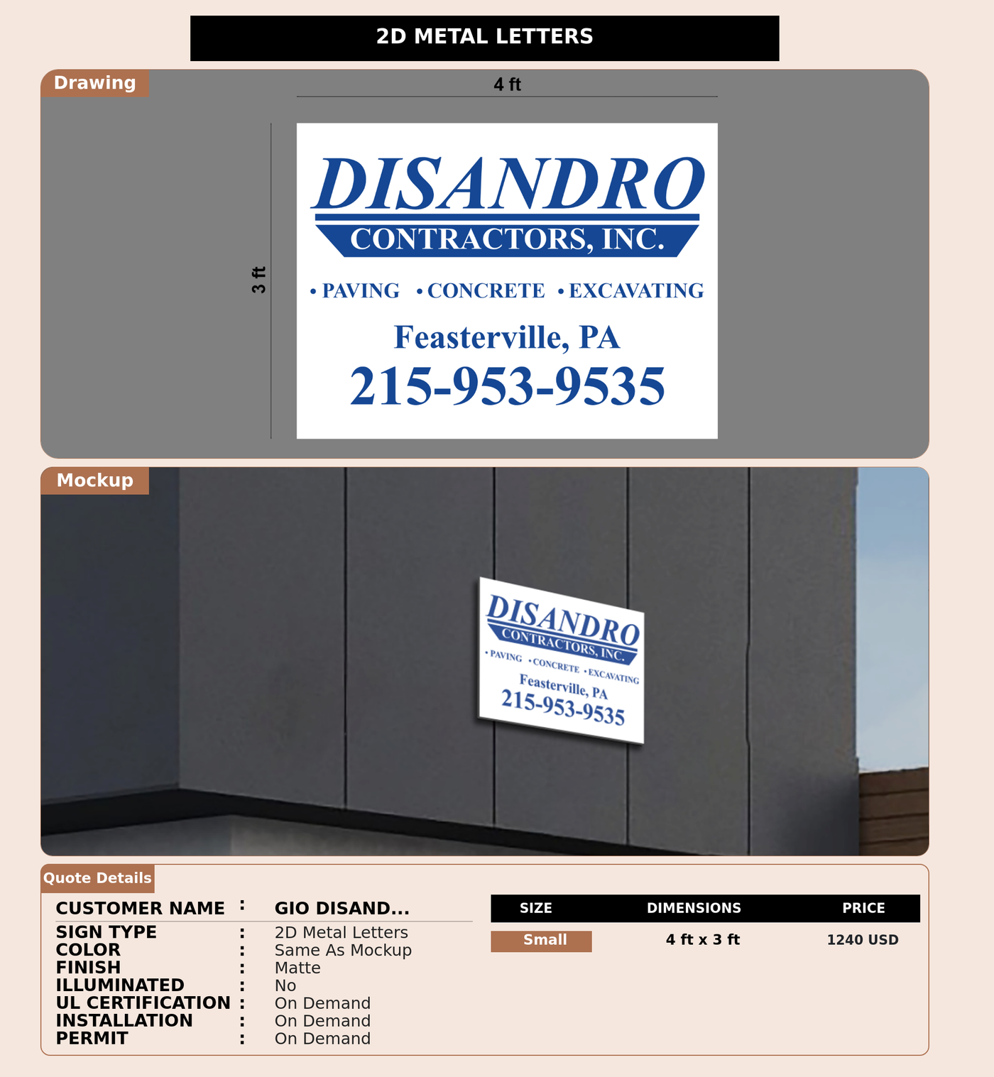 CUSTOM MOCKUP SIGN FOR Gio DiSandro