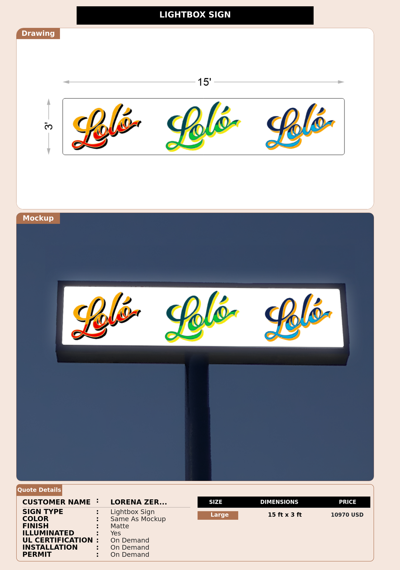 CUSTOM MOCKUP SIGN FOR Lorena zertuche