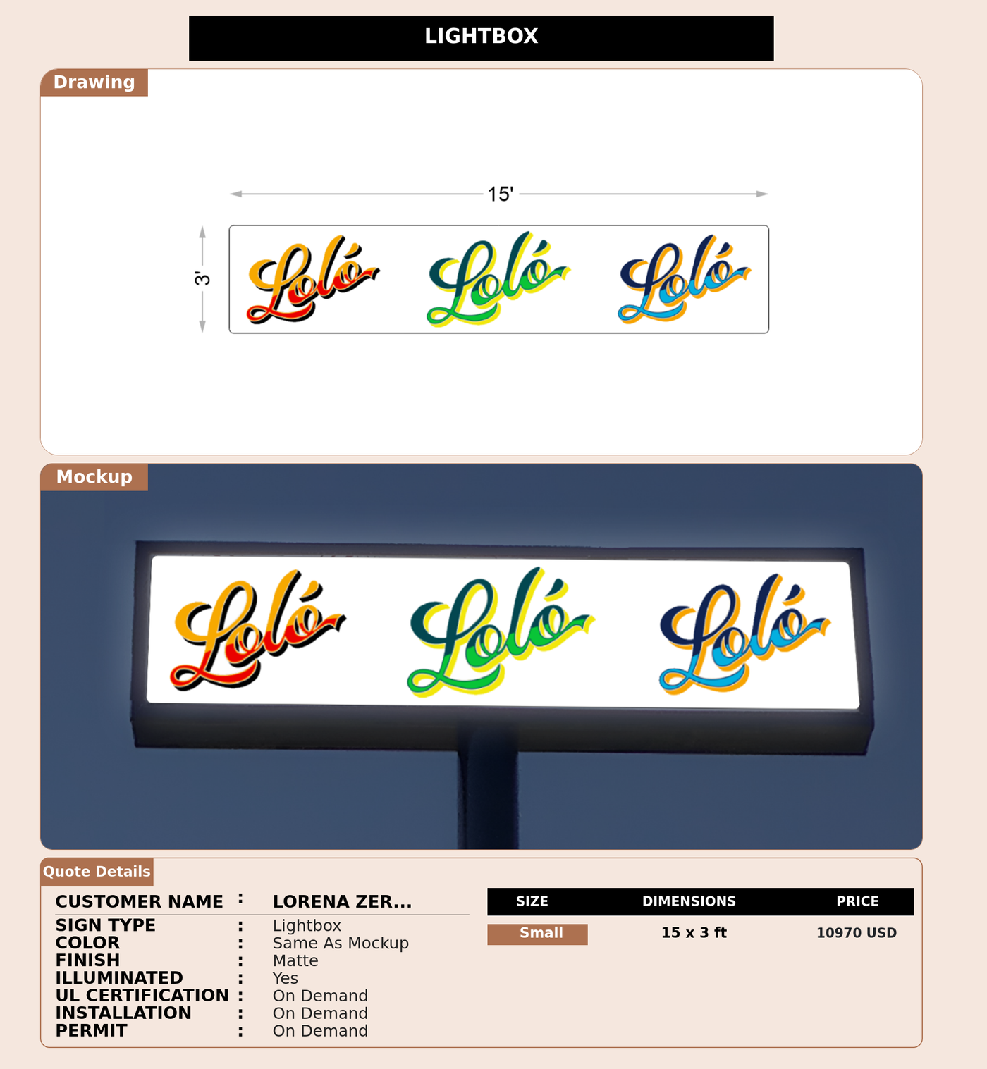 CUSTOM MOCKUP SIGN FOR Lorena zertuche