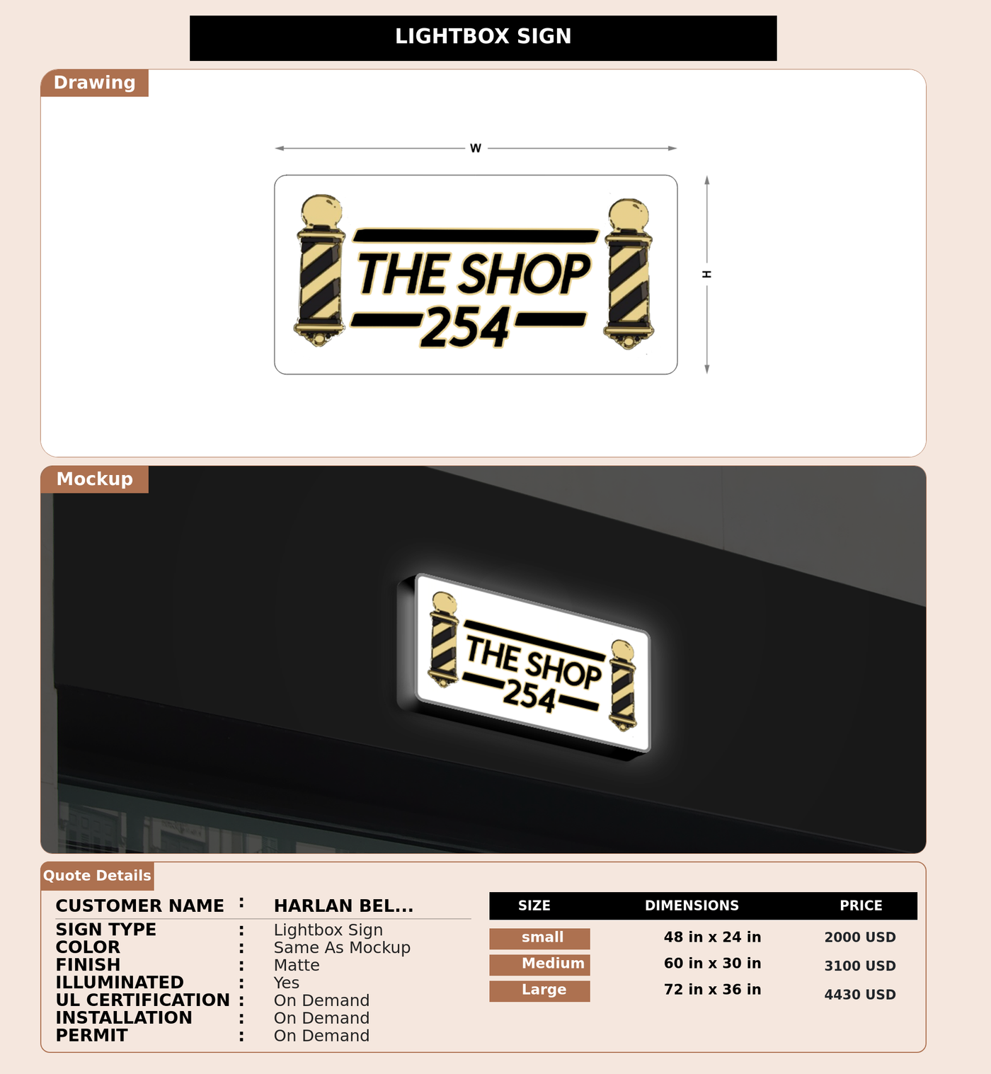 CUSTOM MOCKUP SIGN FOR Harlan Bell