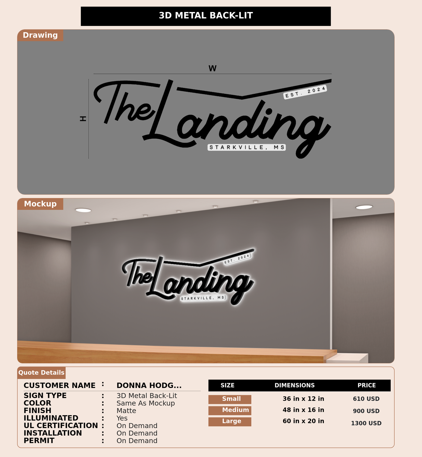 CUSTOM MOCKUP SIGN FOR Donna Hodges