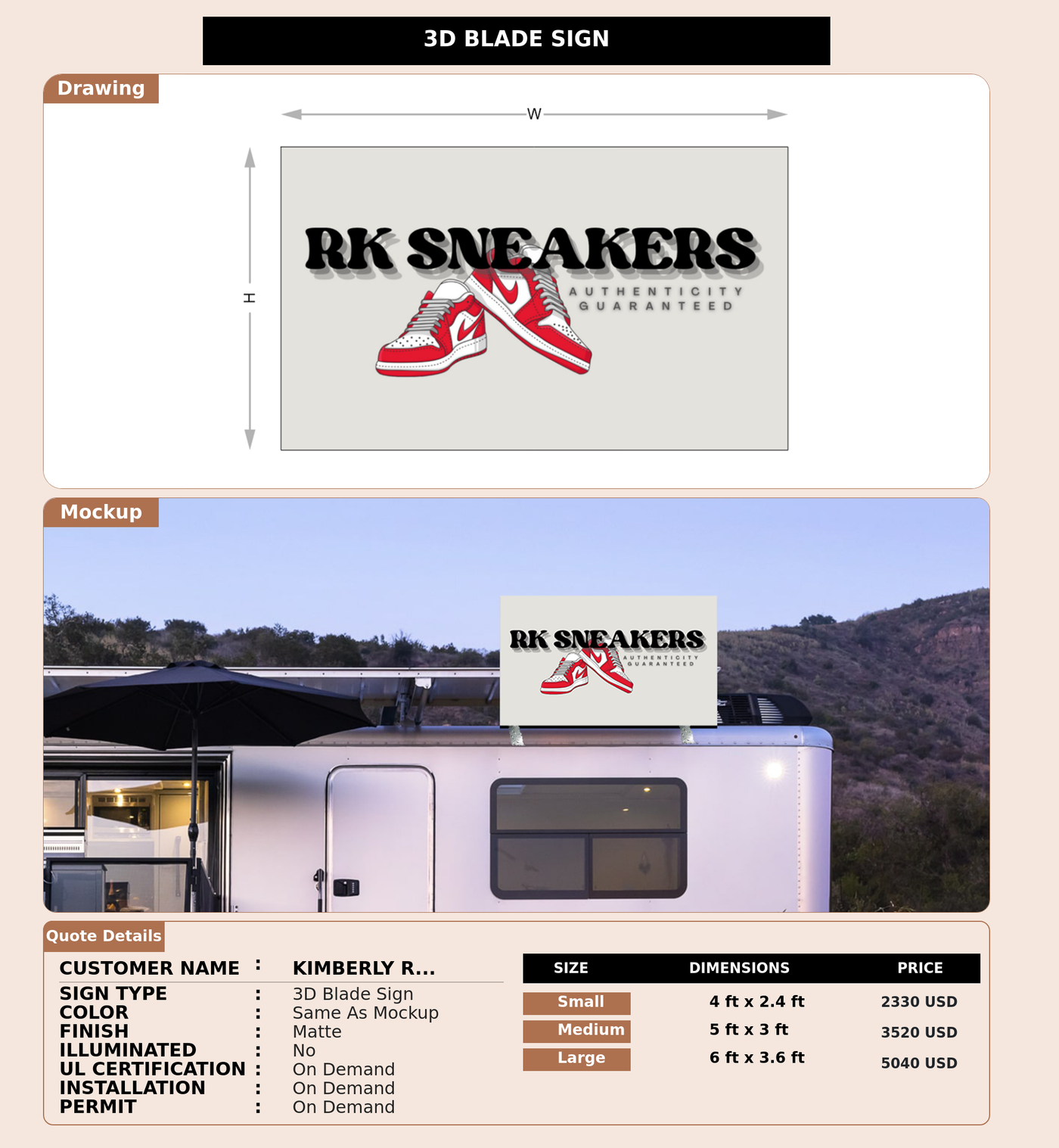 CUSTOM MOCKUP SIGN FOR Kimberly Ramirez