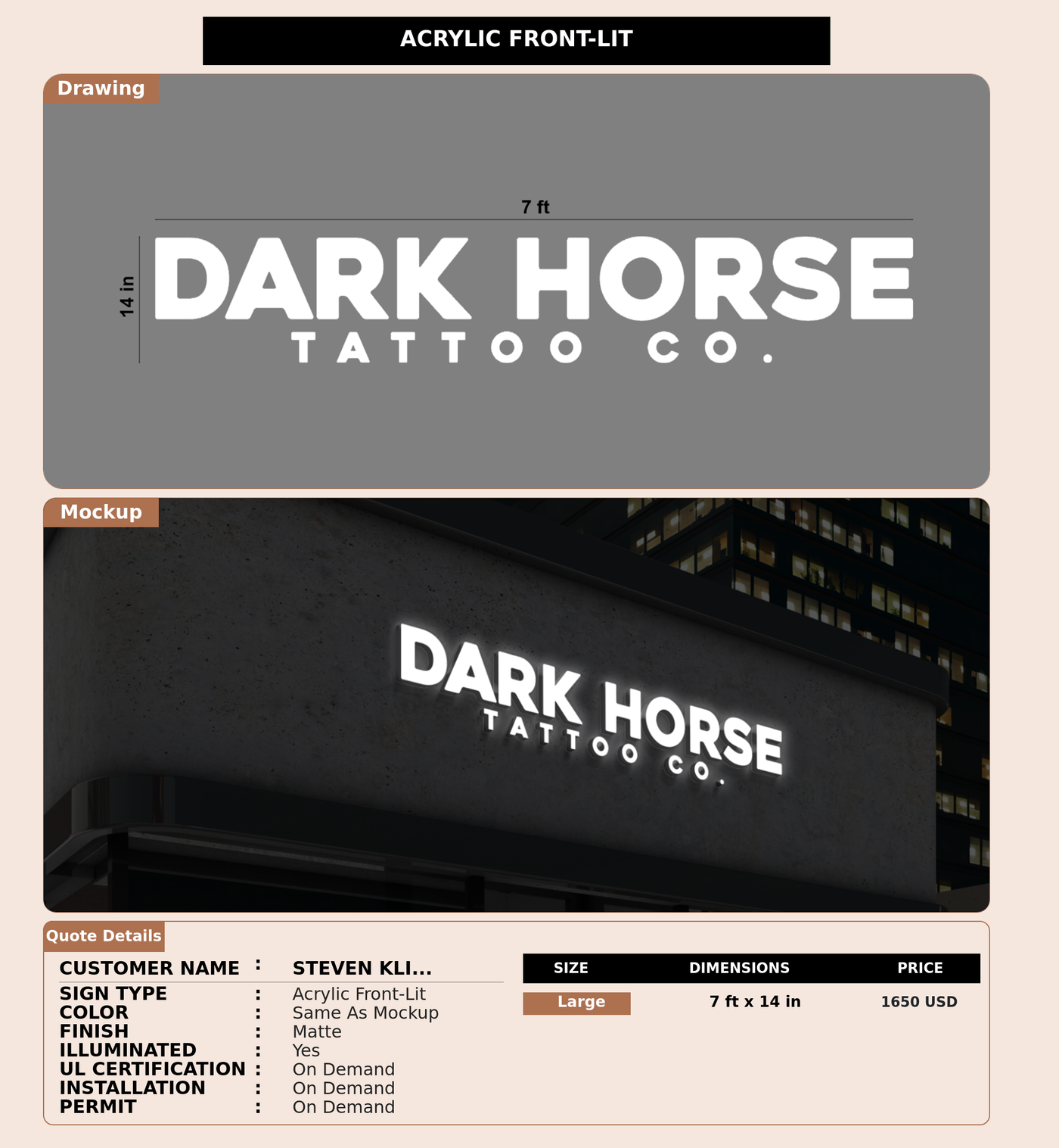 CUSTOM MOCKUP SIGN FOR Steven Kline