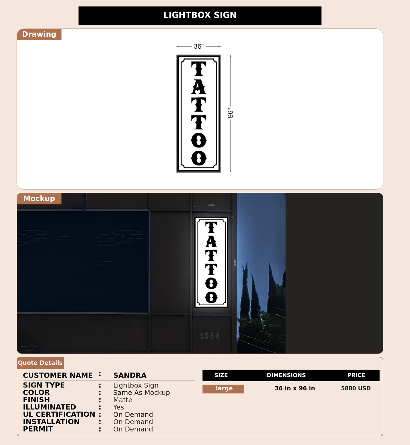CUSTOM MOCKUP SIGN FOR Sandra