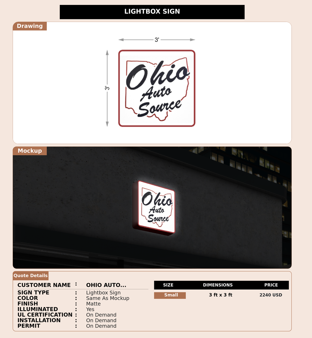 CUSTOM MOCKUP SIGN FOR Ohio Auto Source