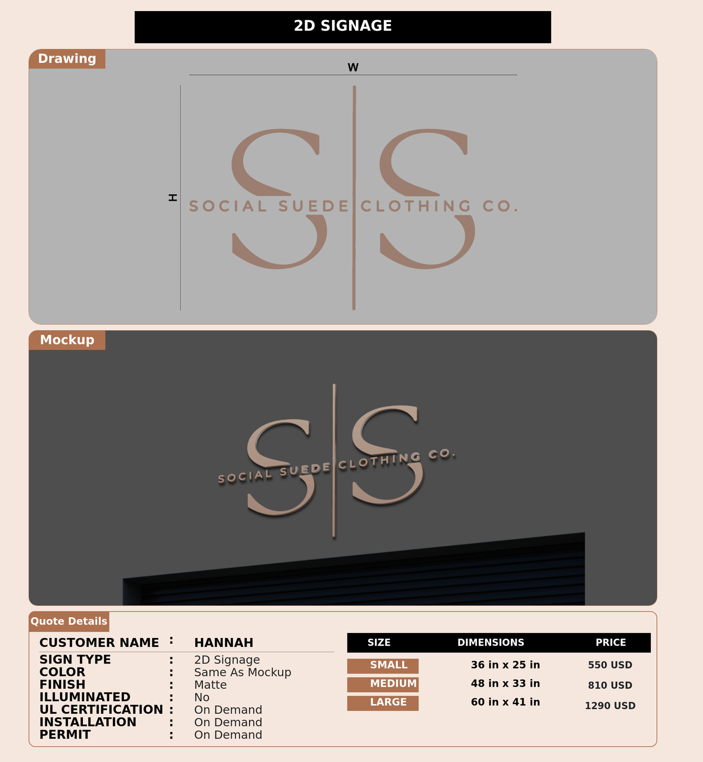 CUSTOM MOCKUP SIGN FOR Hannah