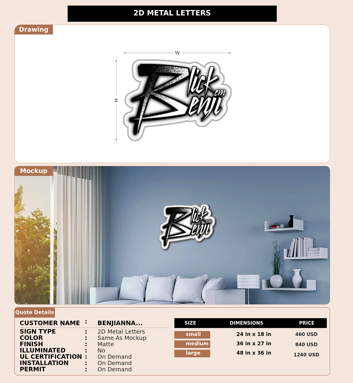 CUSTOM MOCKUP SIGN FOR Benjianna Campbell