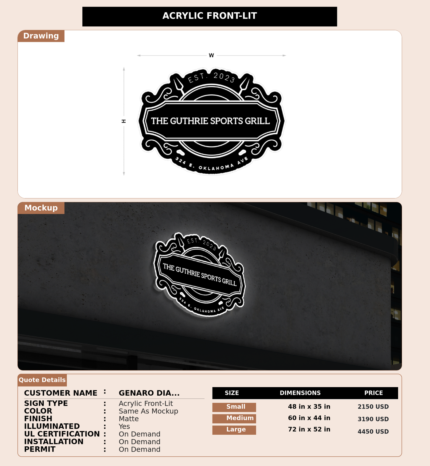 CUSTOM MOCKUP SIGN FOR Genaro Diaz