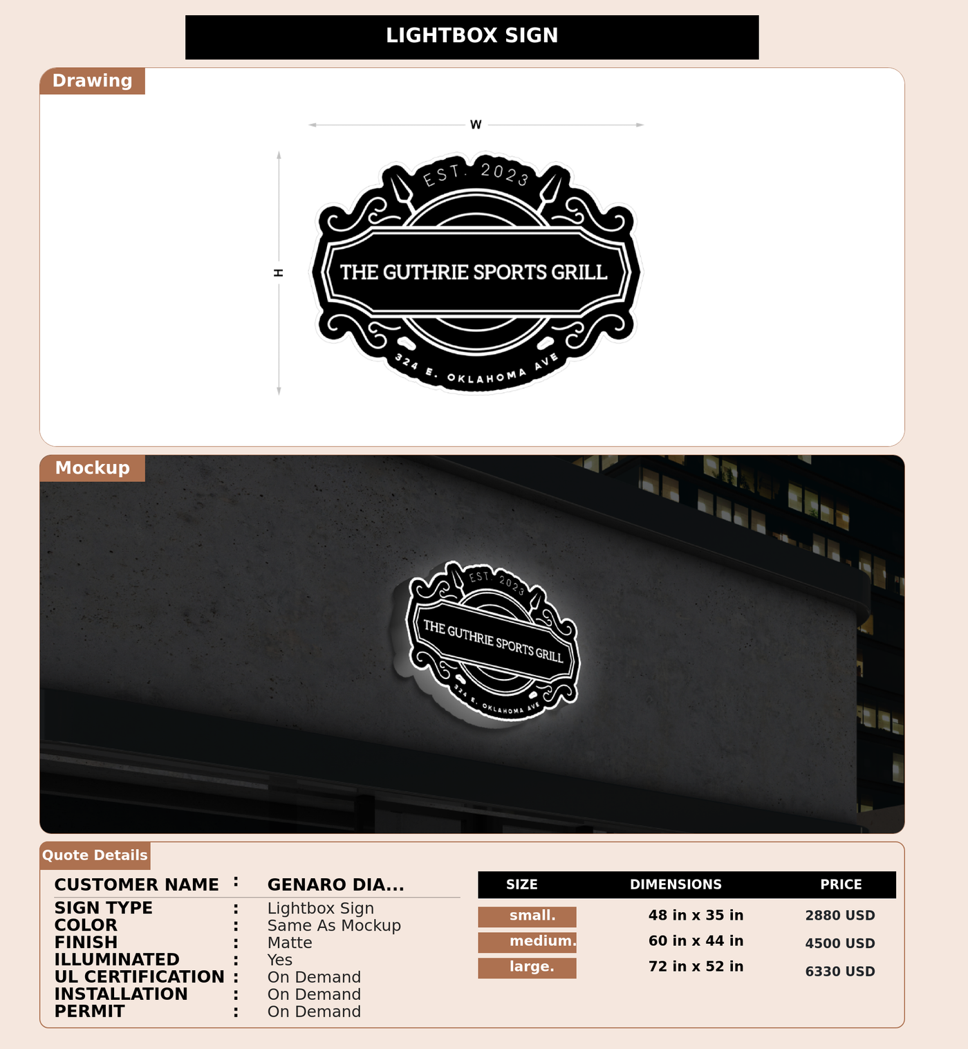 CUSTOM MOCKUP SIGN FOR Genaro Diaz