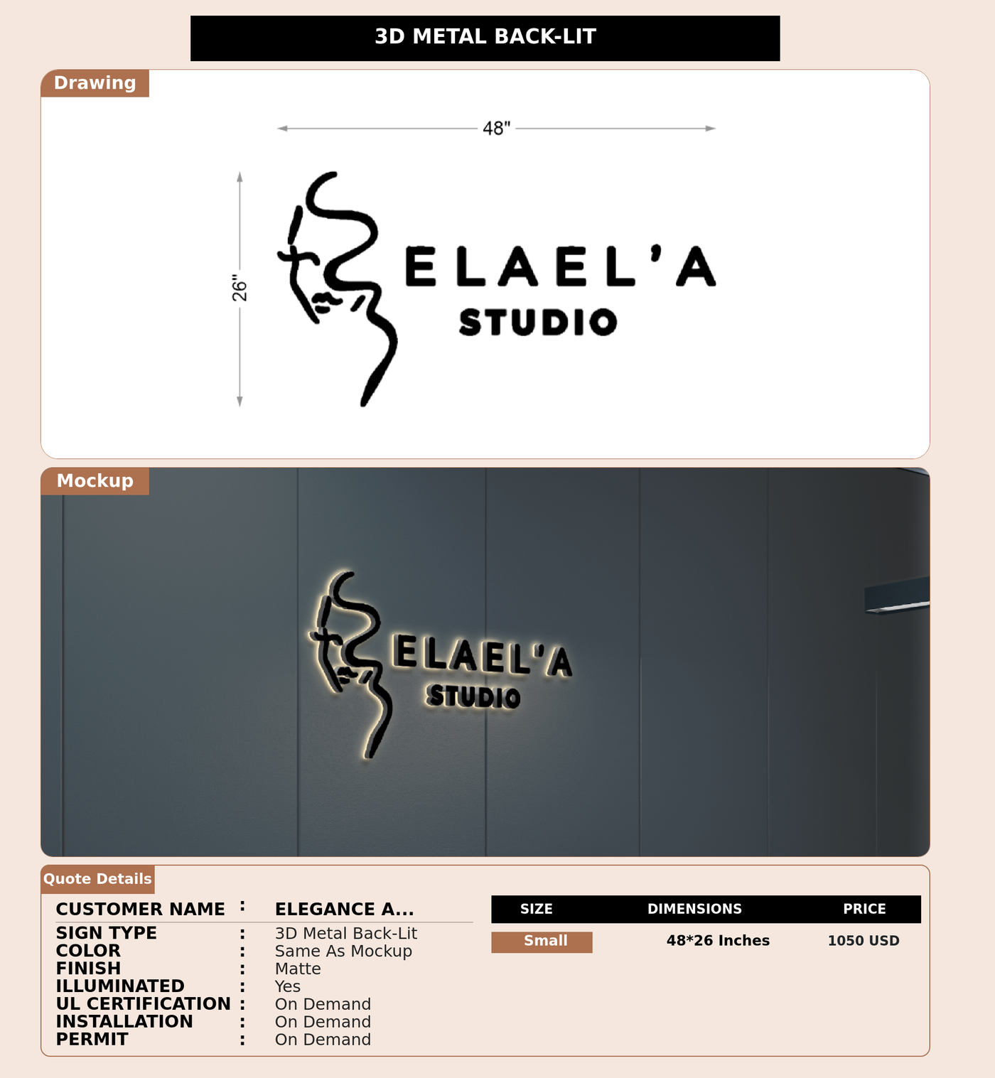 CUSTOM MOCKUP SIGN FOR Elegance Adams