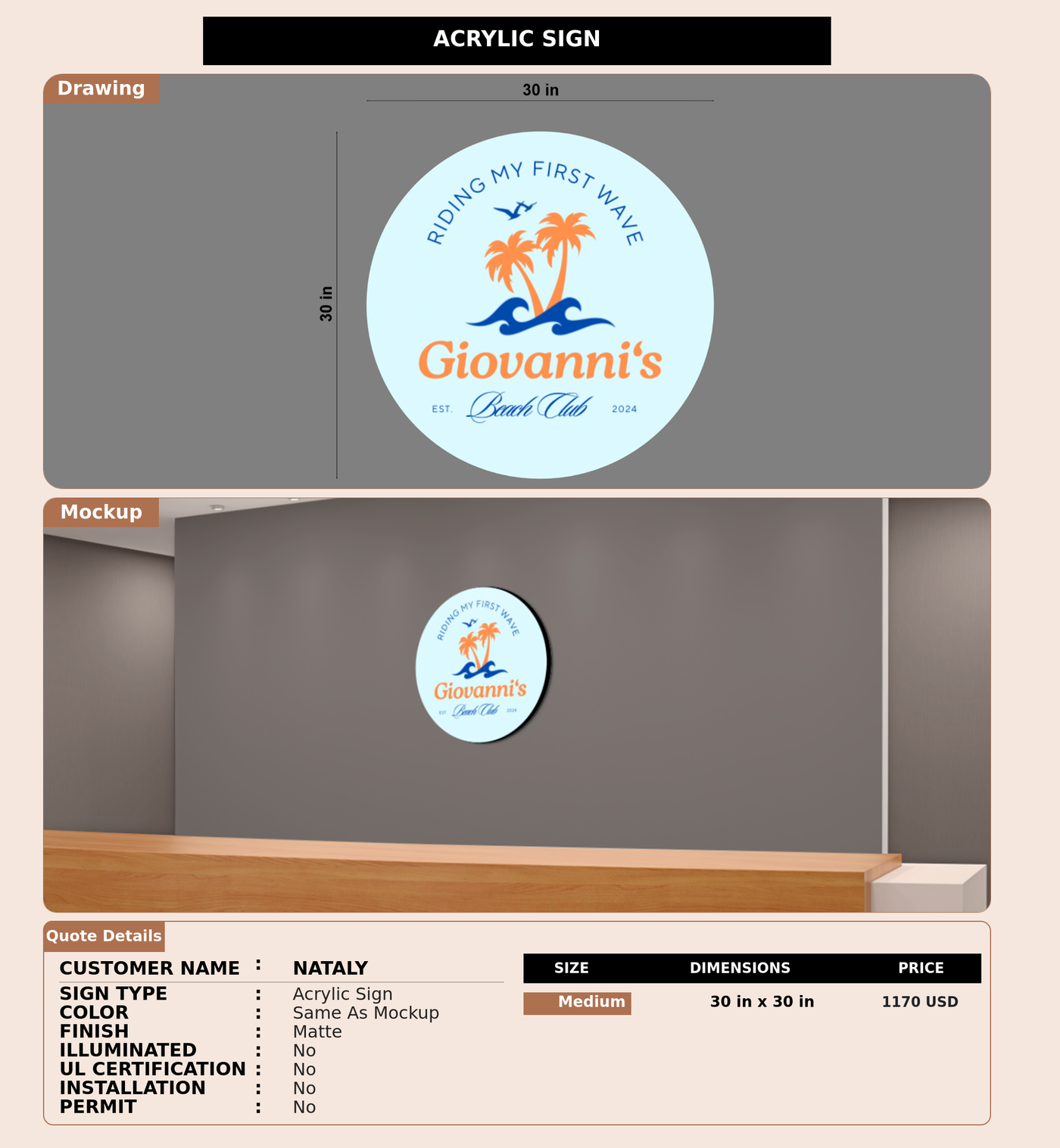 CUSTOM MOCKUP SIGN FOR Nataly