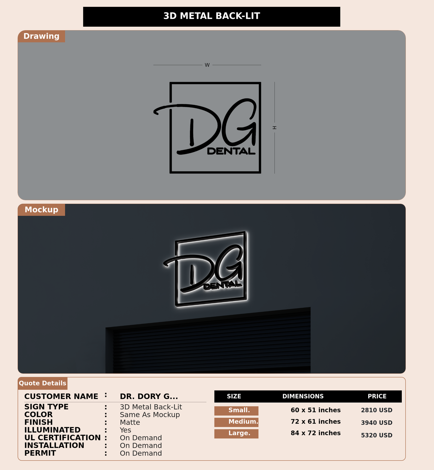 CUSTOM MOCKUP SIGN FOR Dr. Dory Green