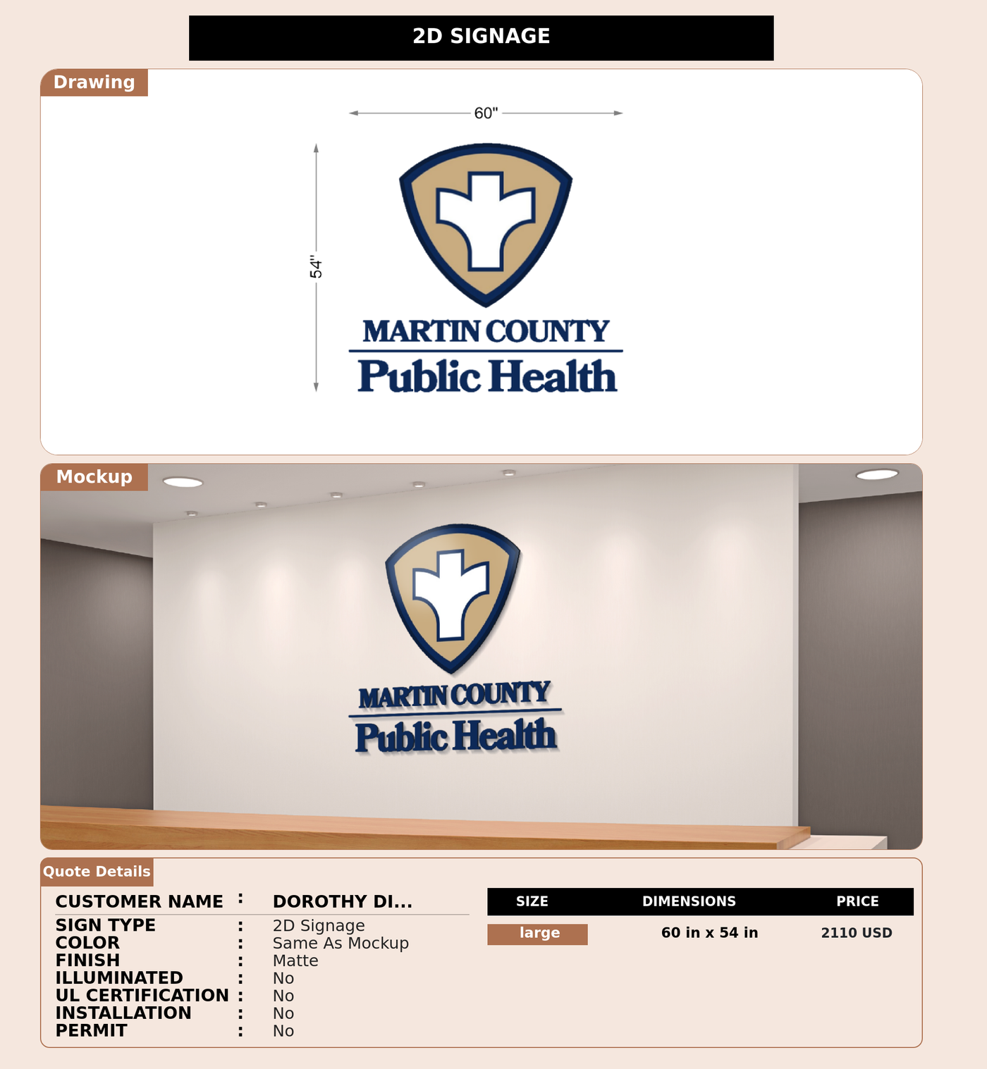 CUSTOM MOCKUP SIGN FOR Dorothy Dillon