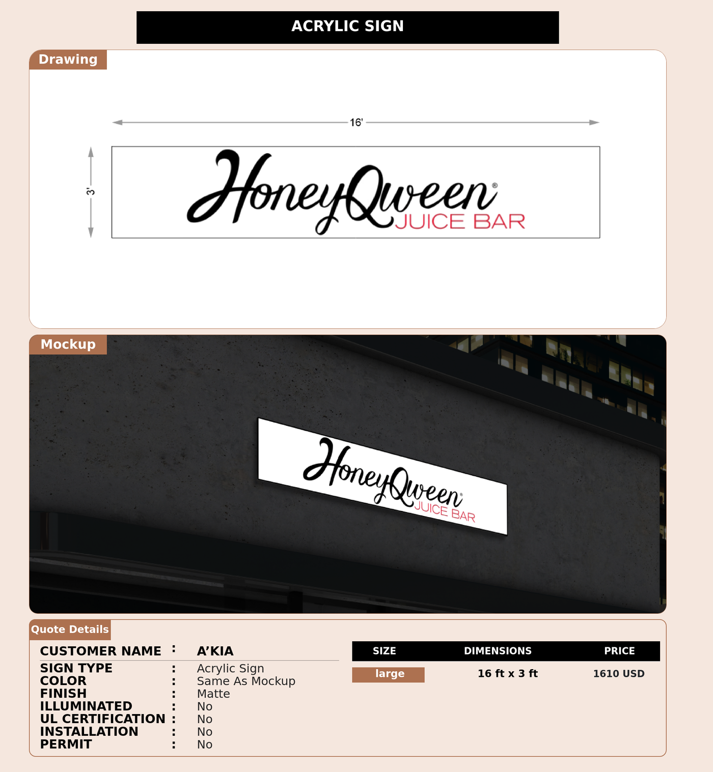 CUSTOM MOCKUP SIGN FOR A’kia