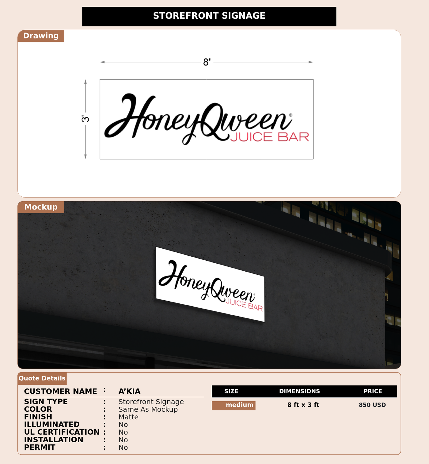 CUSTOM MOCKUP SIGN FOR A’kia
