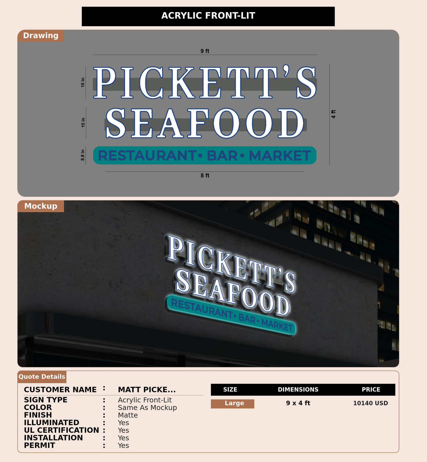 CUSTOM MOCKUP SIGN FOR Matt Pickett