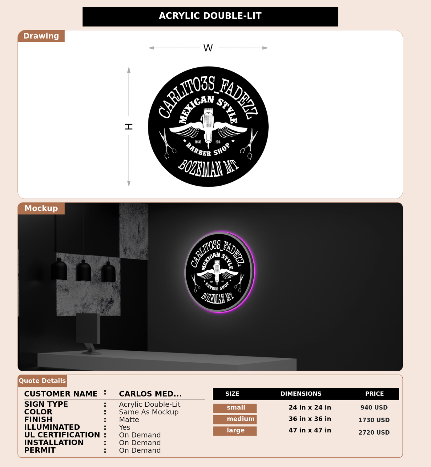 CUSTOM MOCKUP SIGN FOR carlos medina