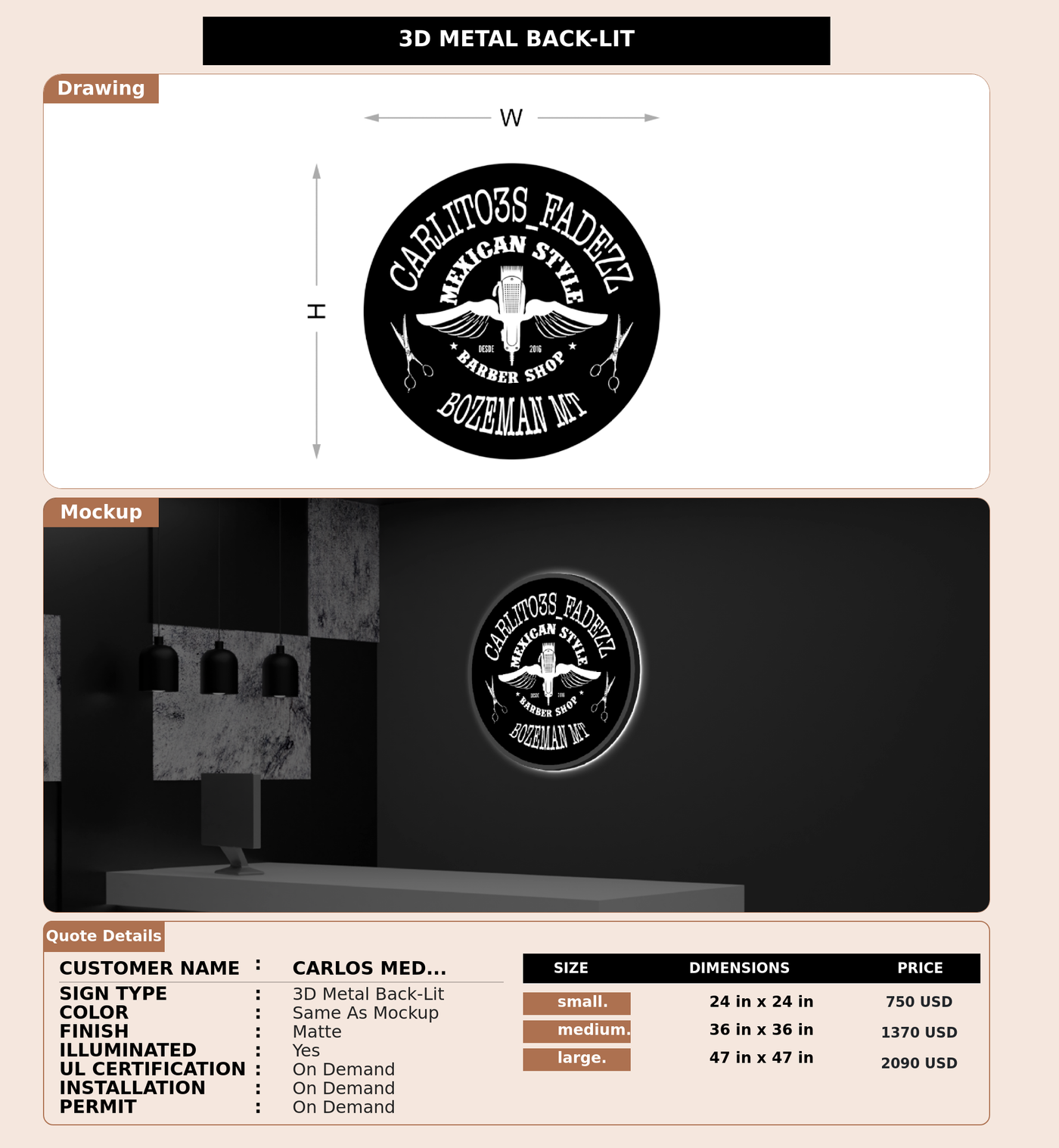 CUSTOM MOCKUP SIGN FOR carlos medina