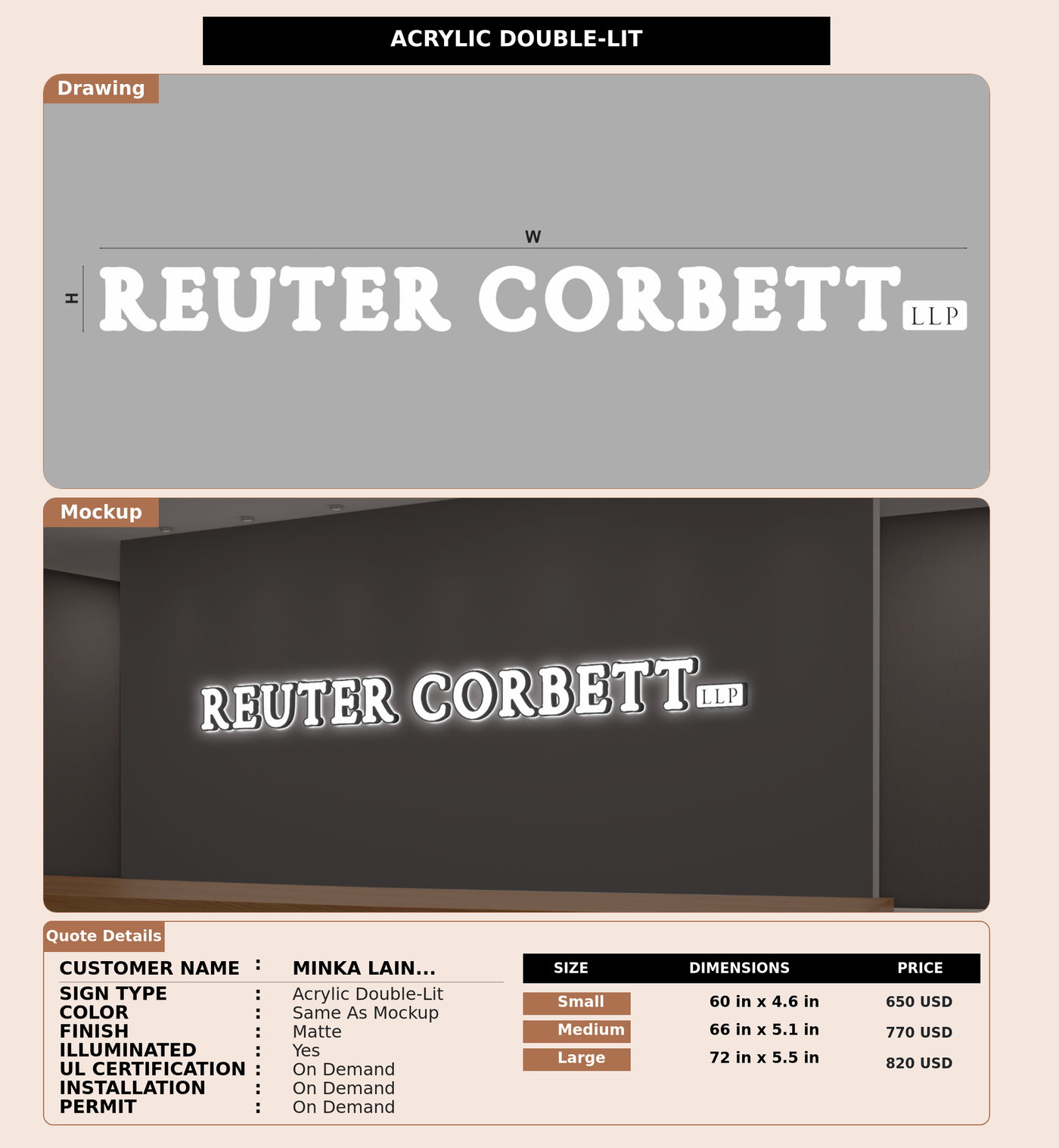 CUSTOM MOCKUP SIGN FOR Minka Laine Friesen