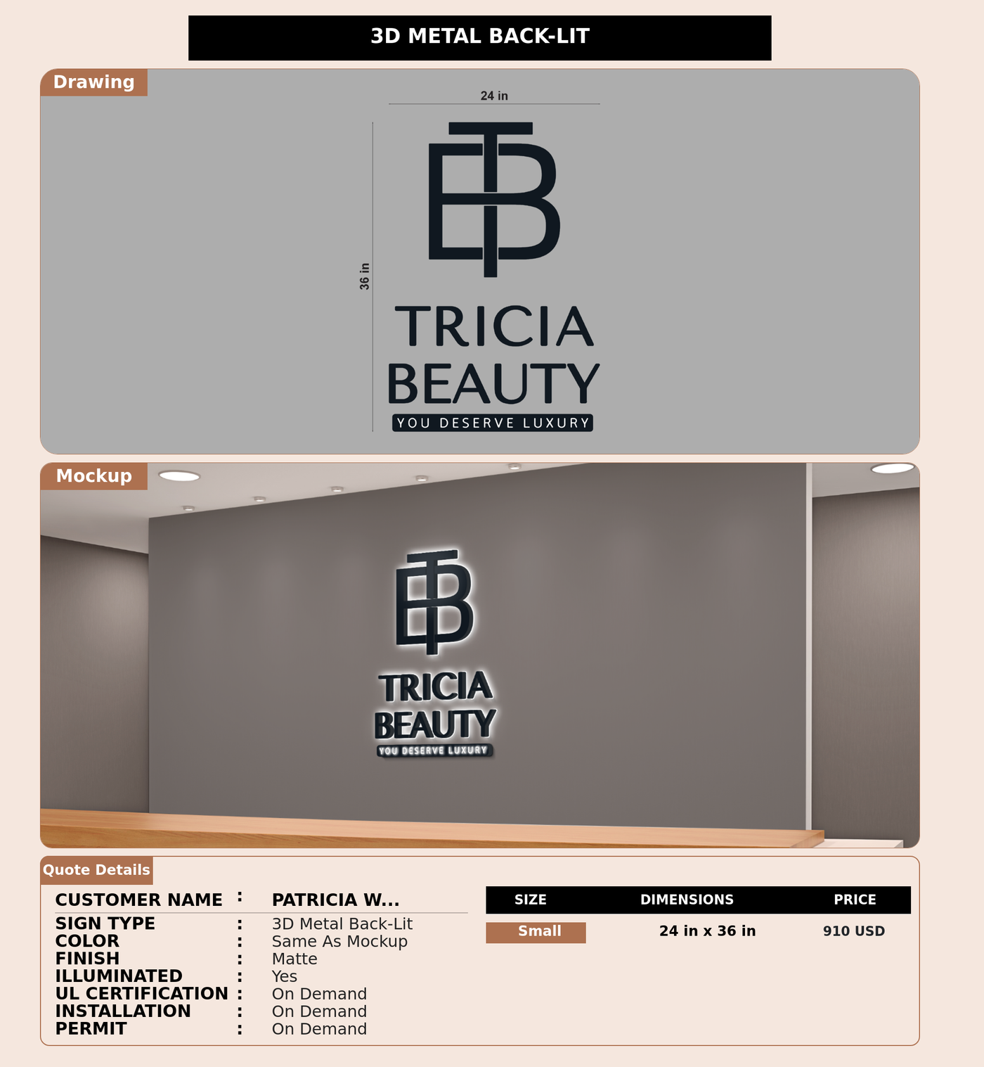 CUSTOM MOCKUP SIGN FOR Patricia Welch
