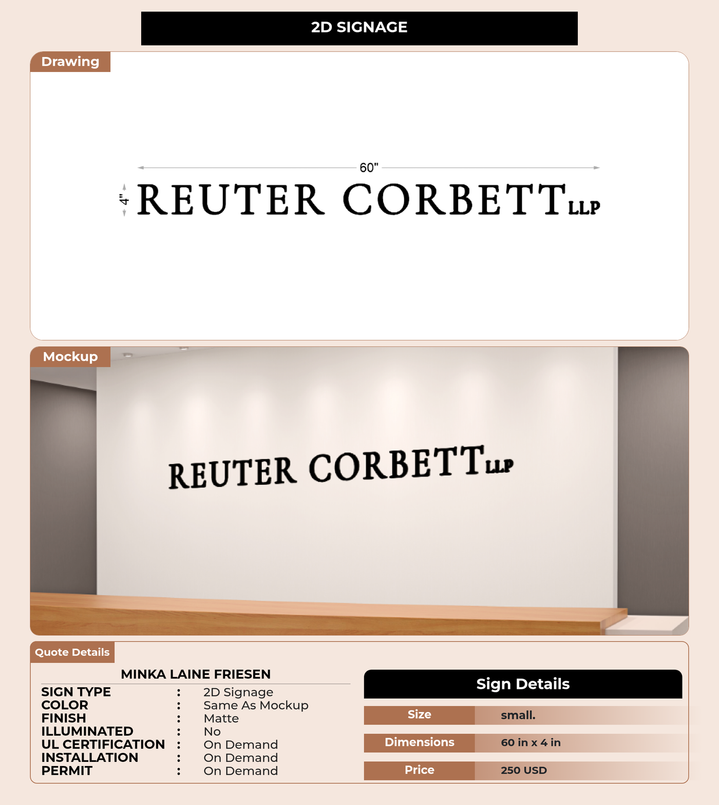 CUSTOM MOCKUP SIGN FOR Minka Laine Friesen