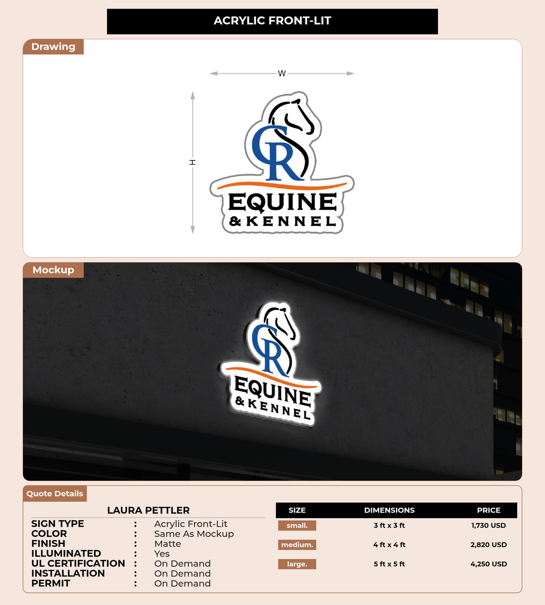 CUSTOM MOCKUP SIGN FOR Laura Pettler