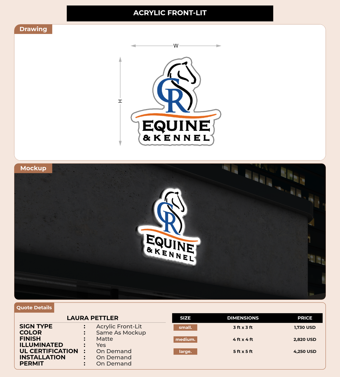 CUSTOM MOCKUP SIGN FOR Laura Pettler
