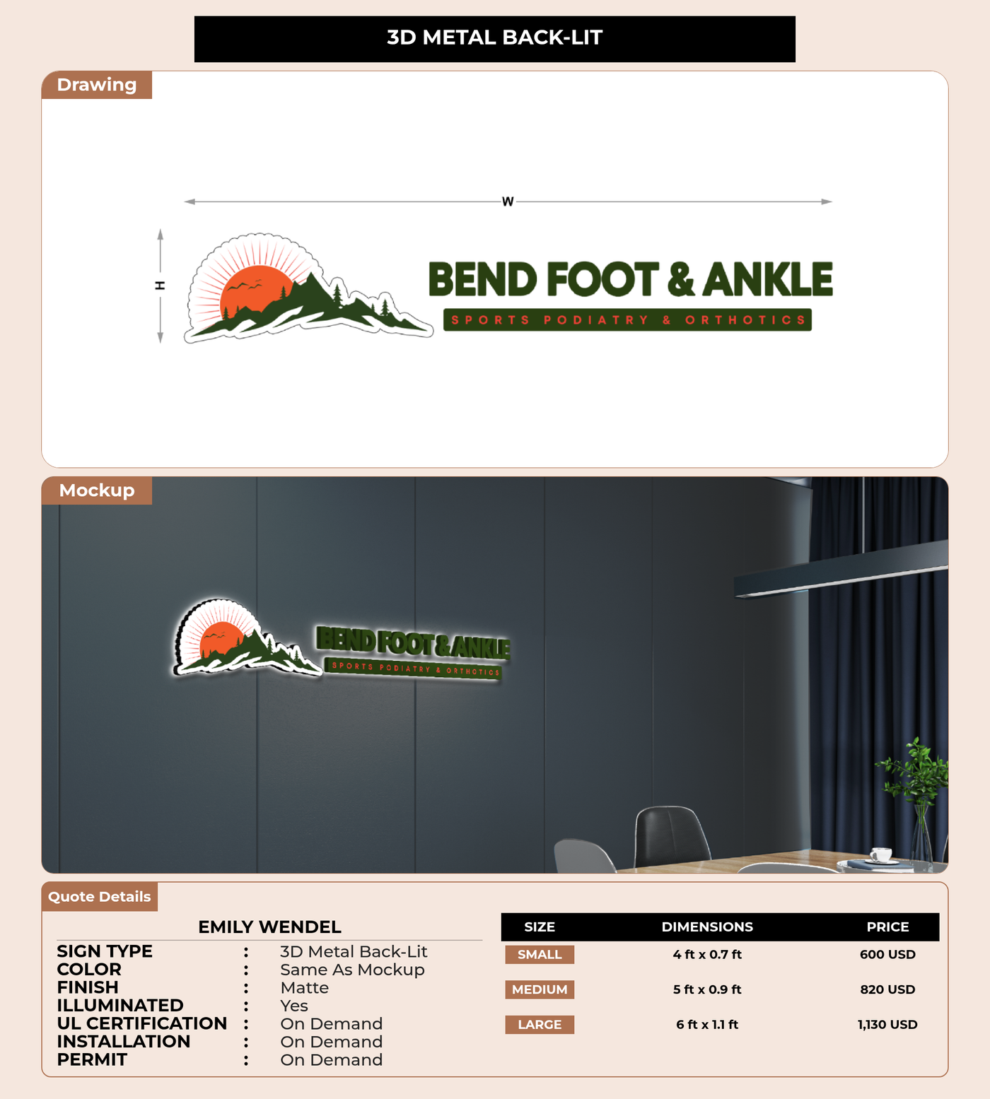 CUSTOM MOCKUP SIGN FOR Emily Wendel