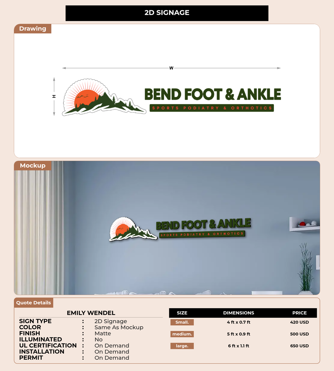 CUSTOM MOCKUP SIGN FOR Emily Wendel