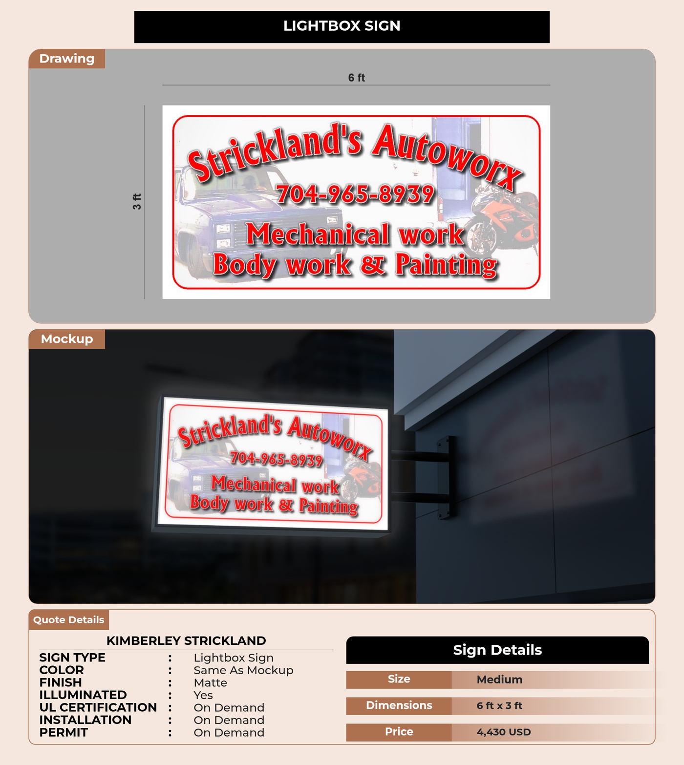 CUSTOM MOCKUP SIGN FOR Kimberley Strickland