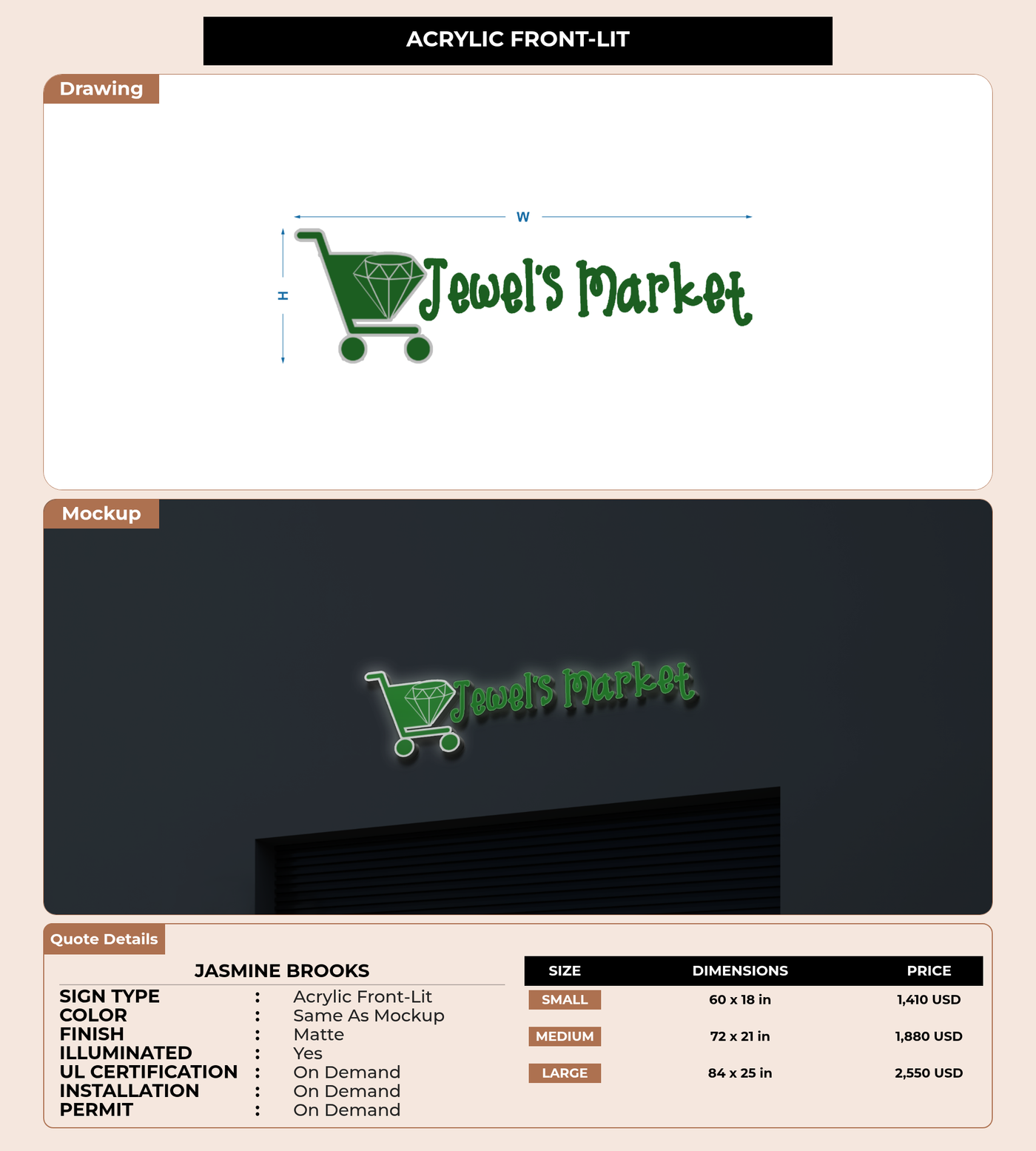 CUSTOM MOCKUP SIGN FOR Jasmine brooks