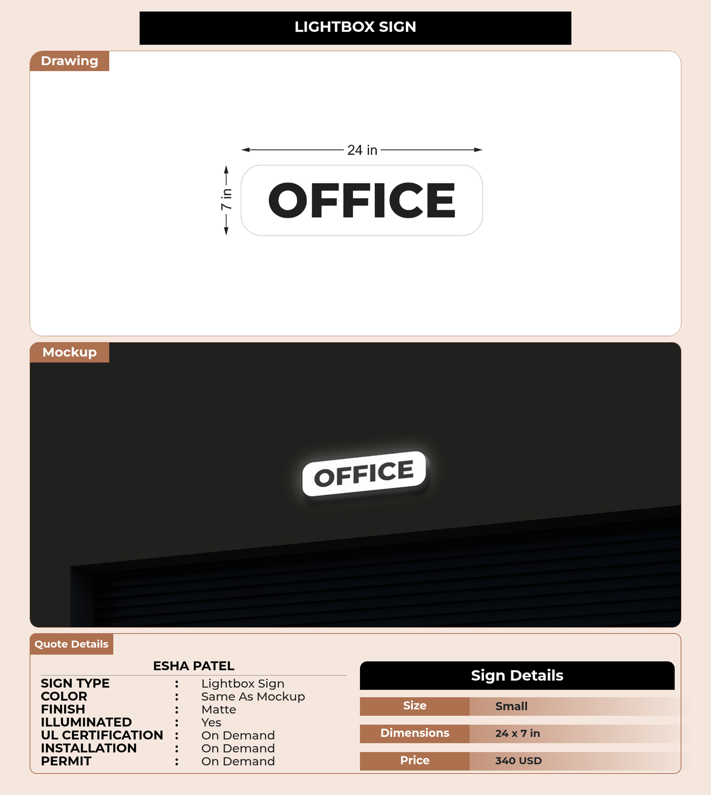 CUSTOM MOCKUP SIGN FOR Esha Patel