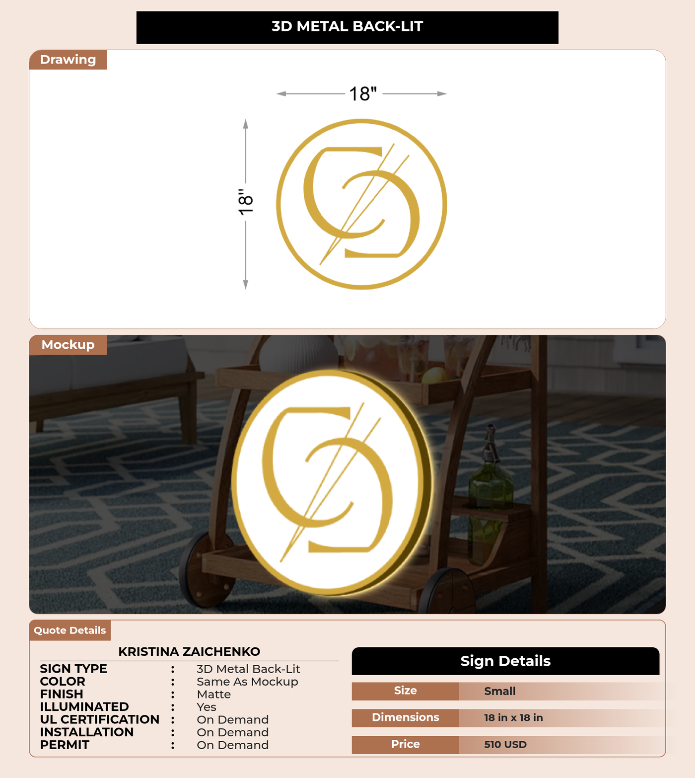CUSTOM MOCKUP SIGN FOR Kristina Zaichenko