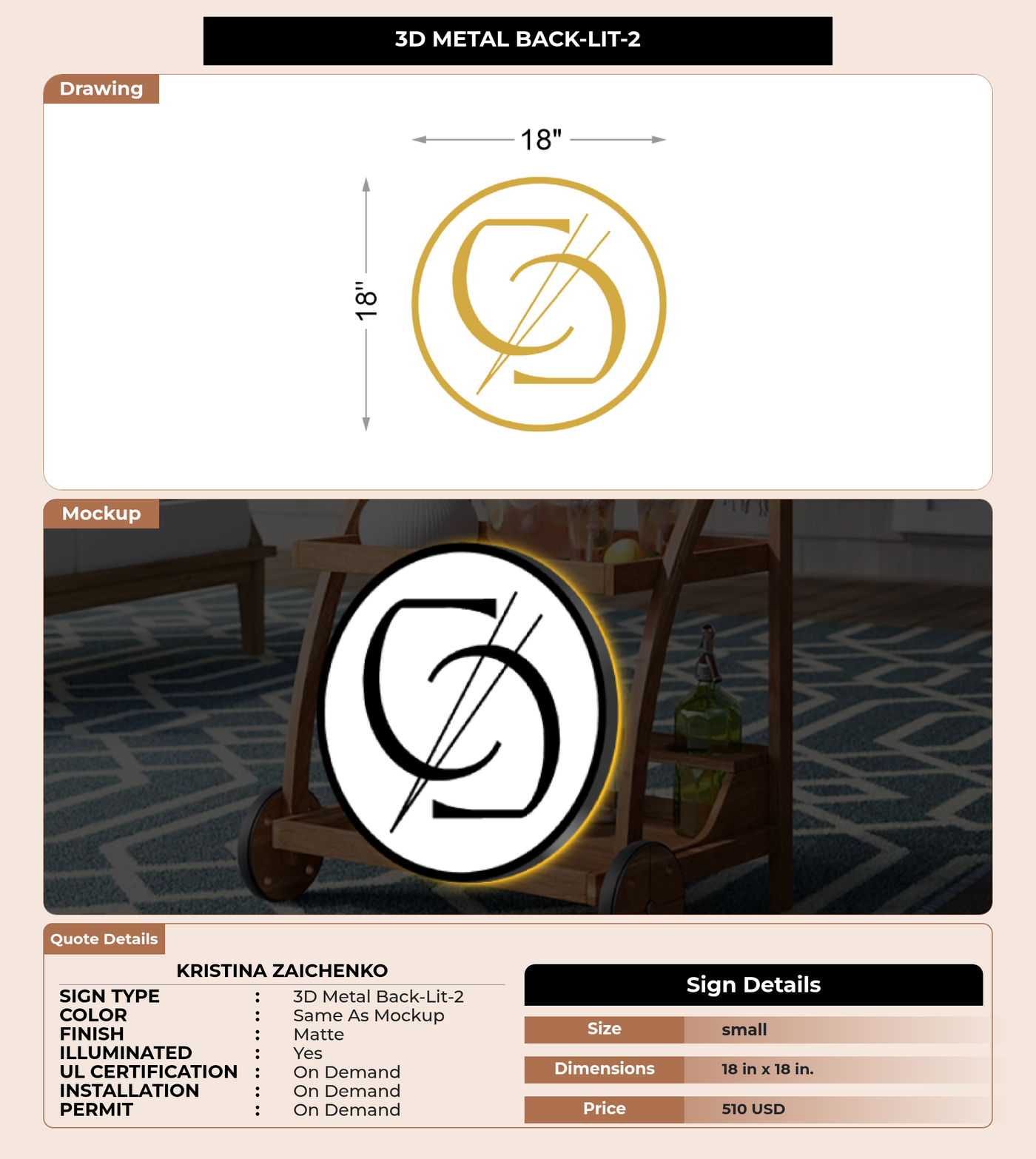 CUSTOM MOCKUP SIGN FOR Kristina Zaichenko