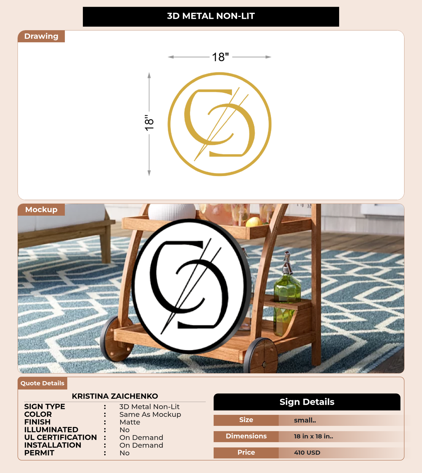 CUSTOM MOCKUP SIGN FOR Kristina Zaichenko