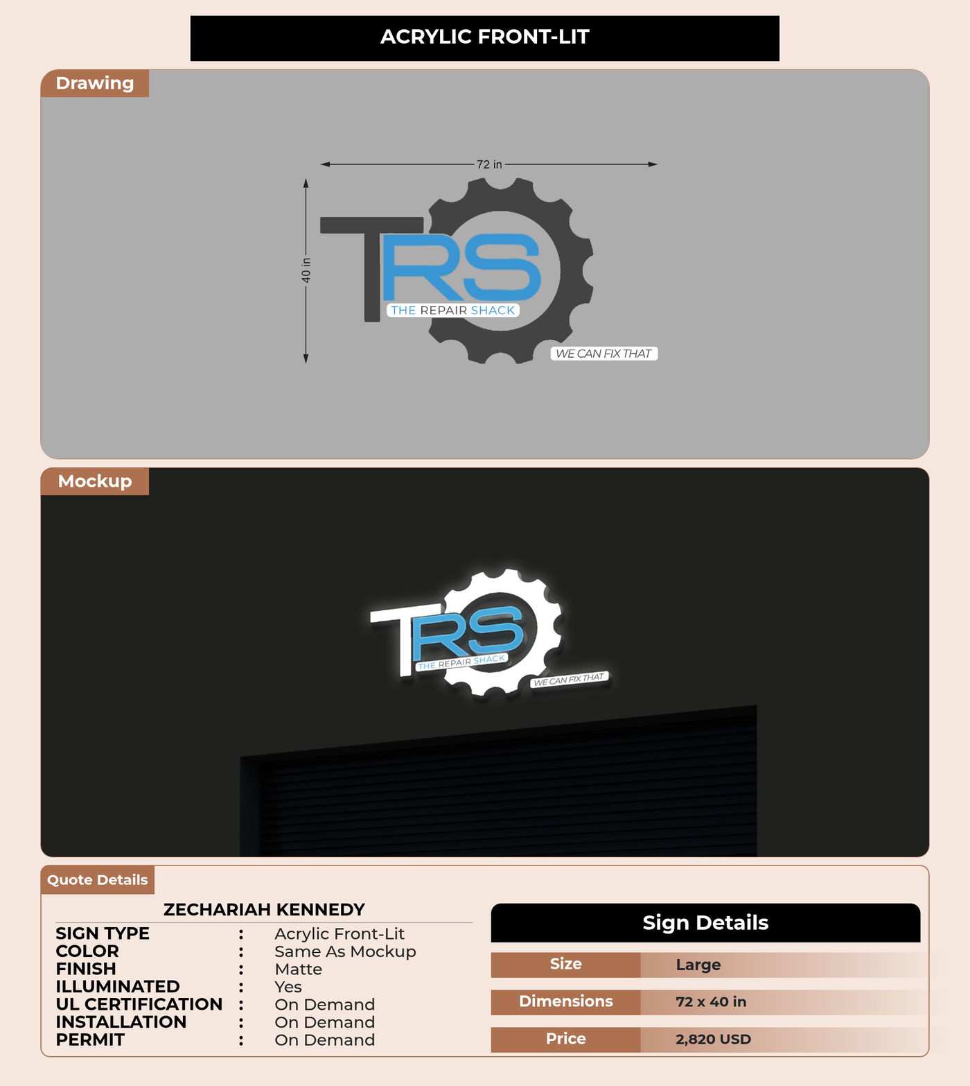 CUSTOM MOCKUP SIGN FOR Zechariah Kennedy
