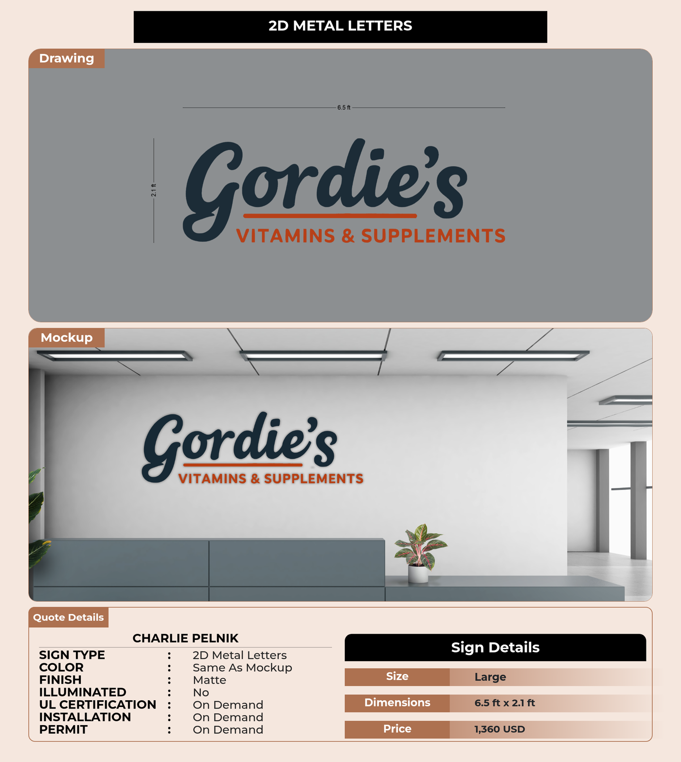 CUSTOM MOCKUP SIGN FOR Charlie Pelnik