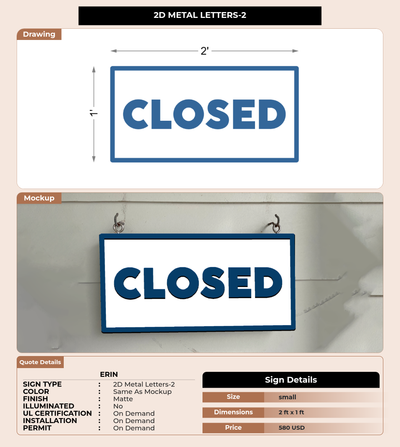 CUSTOM MOCKUP SIGN FOR Erin