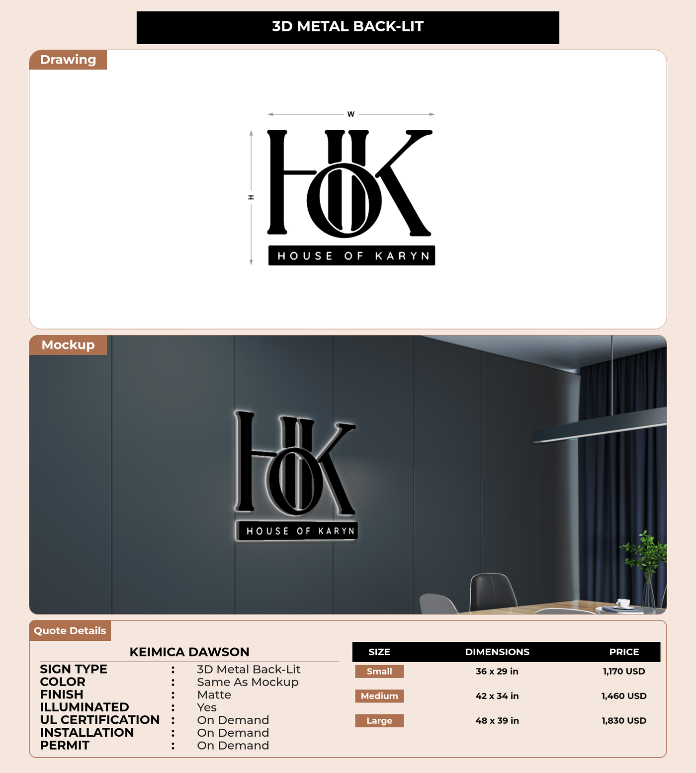 CUSTOM MOCKUP SIGN FOR Keimica Dawson