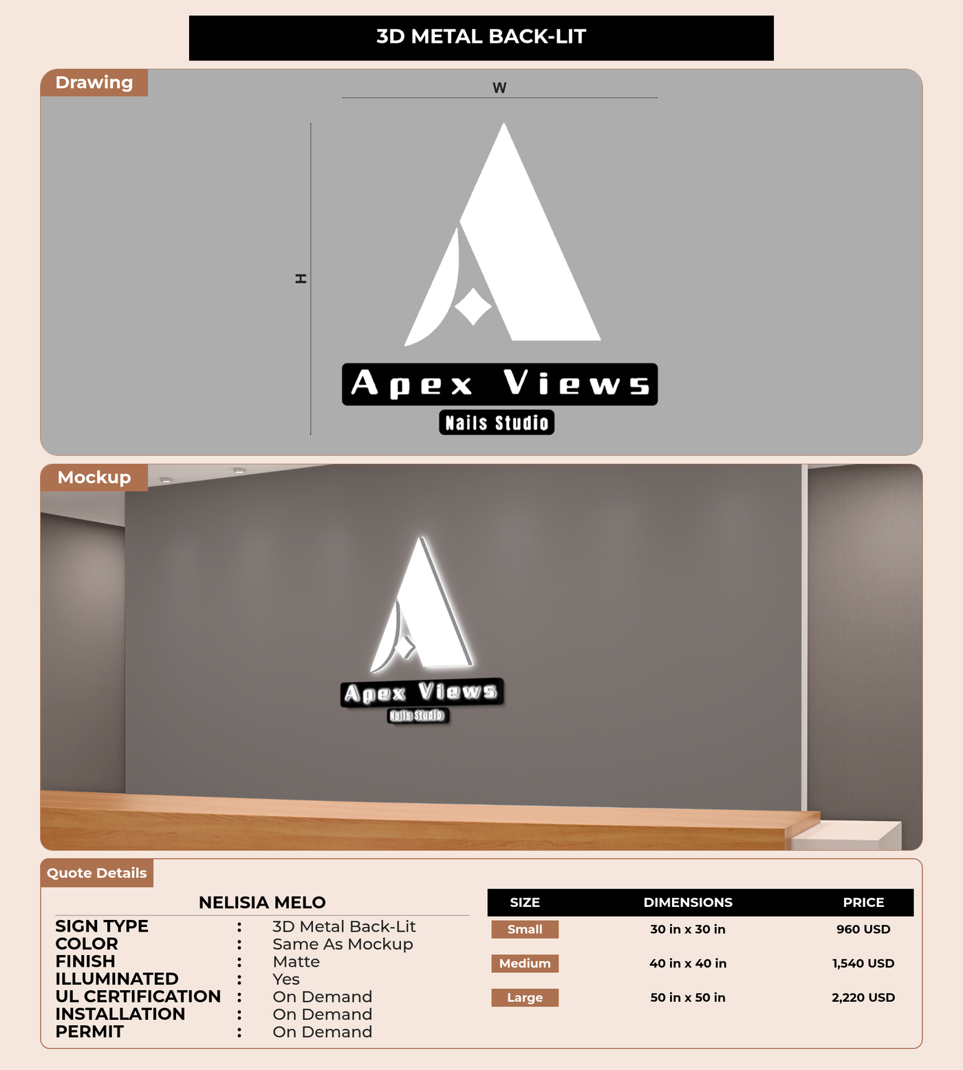 CUSTOM MOCKUP SIGN FOR Nelisia Melo